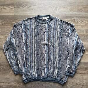VTG St. Croix 3D Knit Sweater Men's Large Coogi Style Geometric Pattern USA